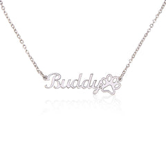 Paw print name necklace